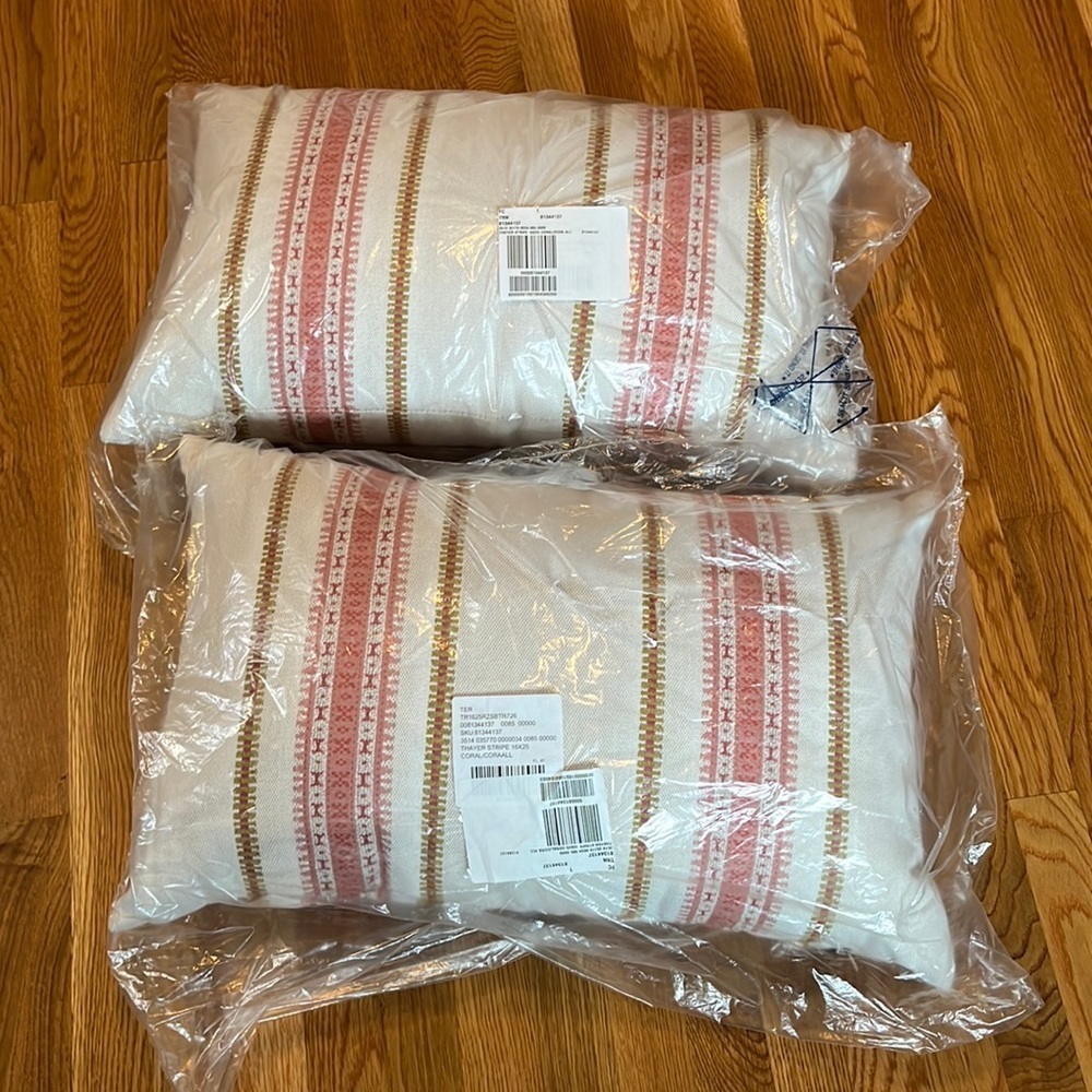 Anthropologie Terrain Thayer Stripe Pillows Pair NWT